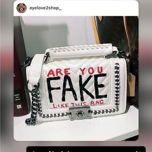 Stylish White Chain-Embellished Bag